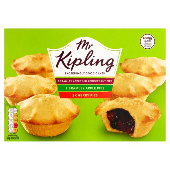 Mr Kipling Bramley Apple & Blackcurrant, Bramley Apple And Cherry Pies 6 Pack