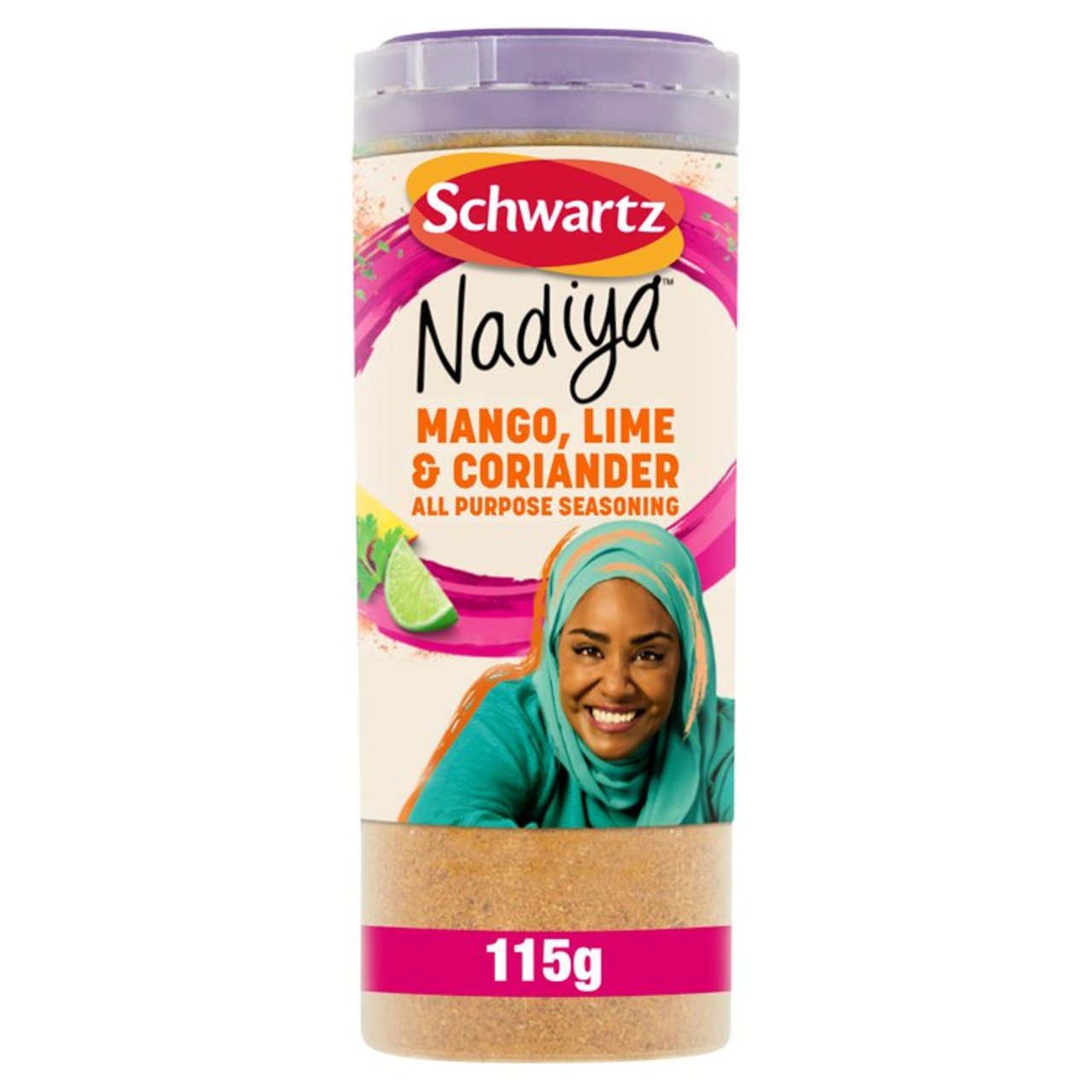 Schwartz Nadiya Mango Lime & Coriander Seasoning Drum 115g