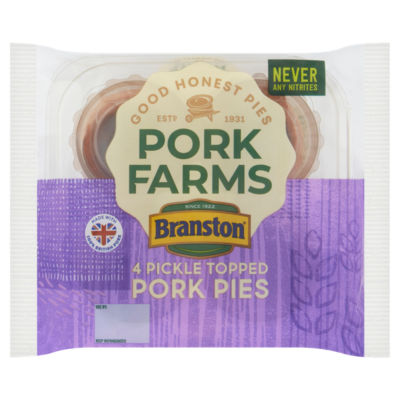 Pork Farms 4 Mini Pork Pies with Branstons Pickle