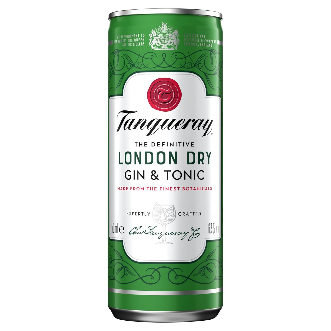 Tanqueray London Dry Gin and Tonic 6.5% vol Premix Can 250ml