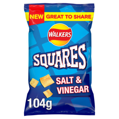 Walkers Squares Salt & Vinegar Sharing Snacks Crisps 104g