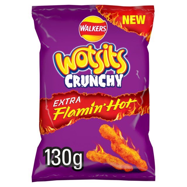 Wotsits Crunchy Extra Flamin' Hot Sharing Bag Crisps 130g