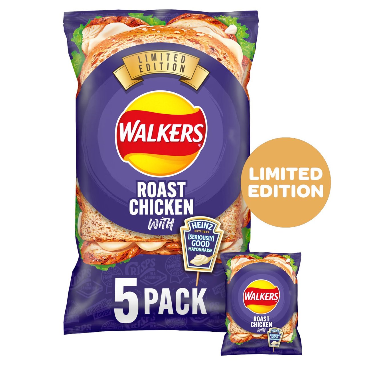 Walkers Roast Chicken with Heinz Mayo Multipack Crisps 5x25g