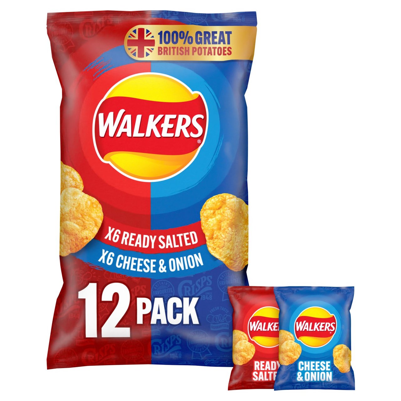 Walkers Ready Salted, Cheese & Onion Variety Multipack Crisps