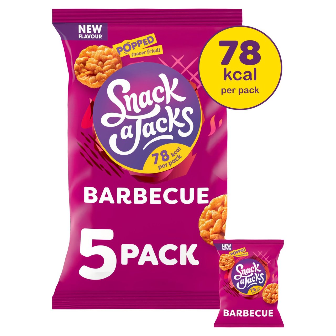 Snack A Jack Sizzlin Barbecue Multipack Rice Cakes Crisps 5 x 19g