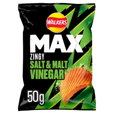 Walkers Max Zingy Salt & Malt Vinegar Crisps 50g