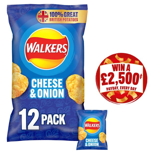 Walkers Cheese & Onion Multipack Crisps 12 x 25g