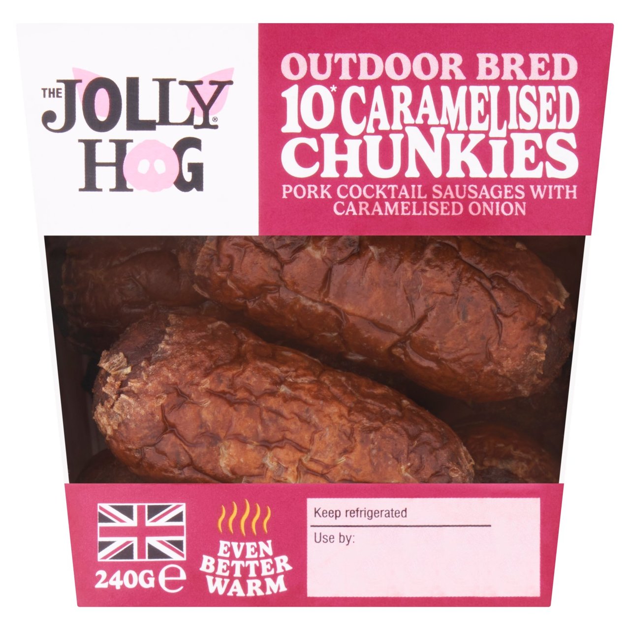 The Jolly Hog 10 Outdoor Bred Caramelised Pork Chunkies with Caramelised Onion Chutney 240g