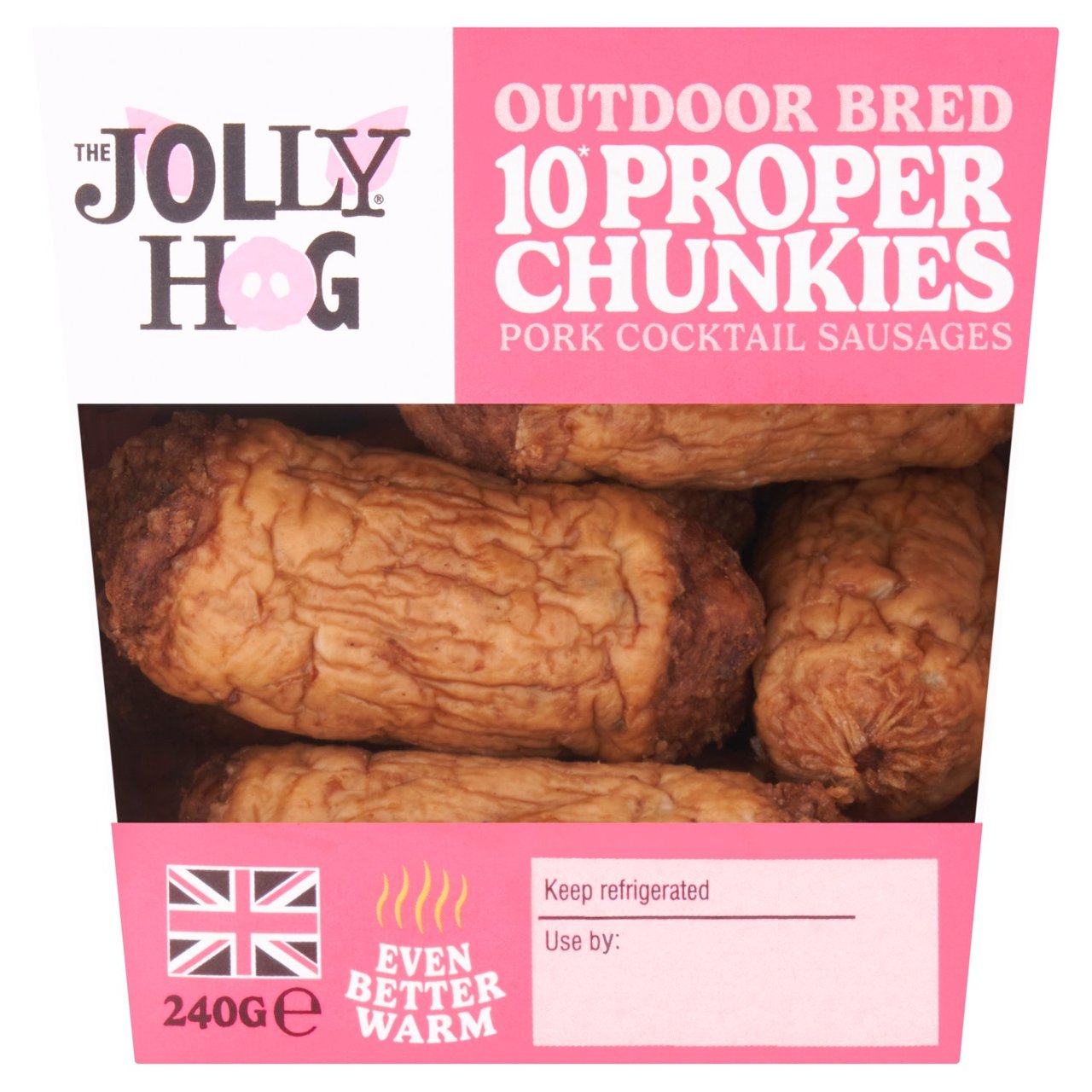 The Jolly Hog 10 Outdoor Bred Proper Chunkies Pork Cocktail Sausages 240g