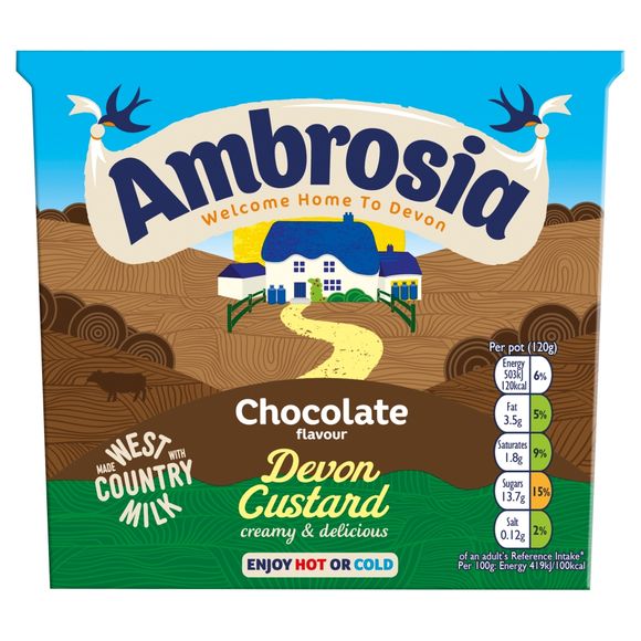 Ambrosia Chocolate Flavour Devon Custard (480g) 4 X 120g