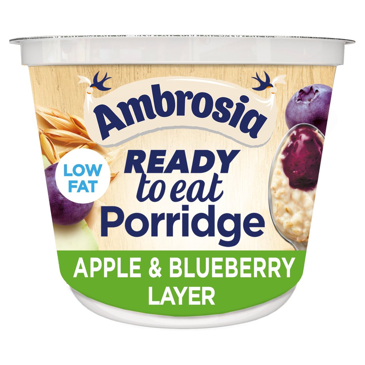 Ambrosia Ready to Eat Porridge Pot with Apple & Blueberry Layer  210g