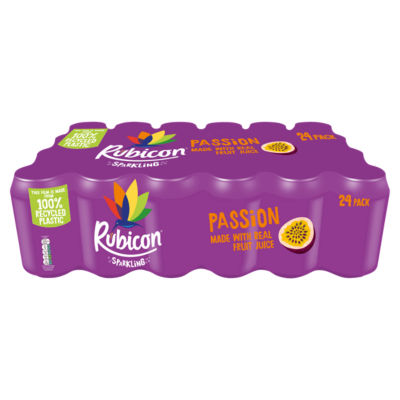 Rubicon Sparkling Passionfruit Juice Soft Drink 24 x 330ml
