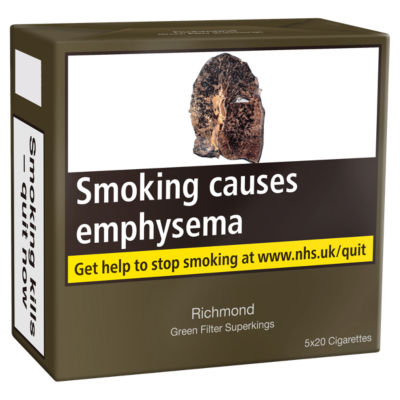 Richmond Green Filter Superkings 5X20 Cigarettes