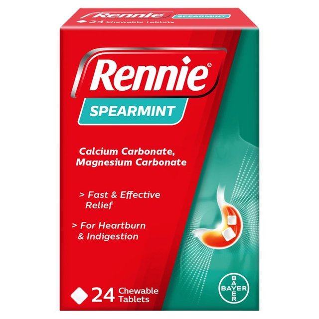 Rennie Spearmint Heartburn & Indigestion Chewable Tablets 24 per pack