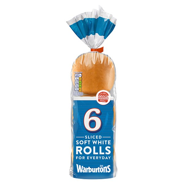 Warburtons 6 Sliced Soft White Rolls