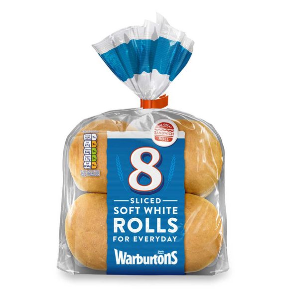 Warburtons Sliced White Rolls 8 Pack