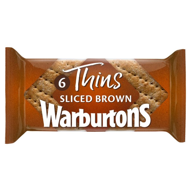 Warburtons Soft Brown Sliced Sandwich Thins 6 per pack