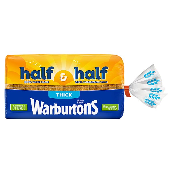 Warburtons Wonderloaf Half & Half Thick White Bread 800g