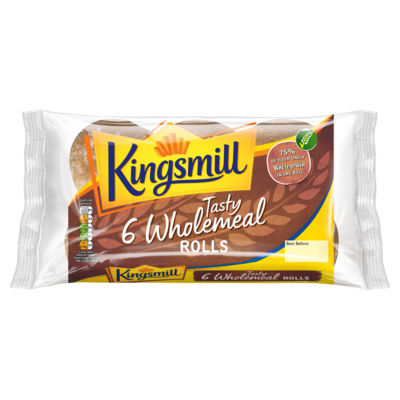 Kingsmill 6 Tasty Wholemeal Rolls 6 X Wholemeal Rolls