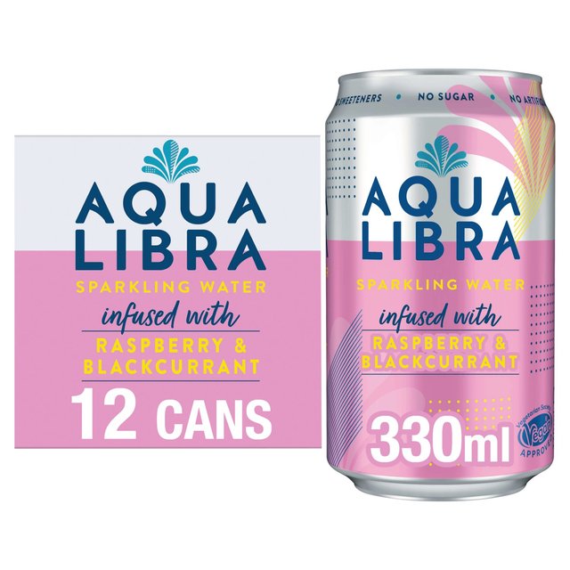 Aqua Libra Sparkling Water Raspberry & Blackcurrant 12 x 330ml