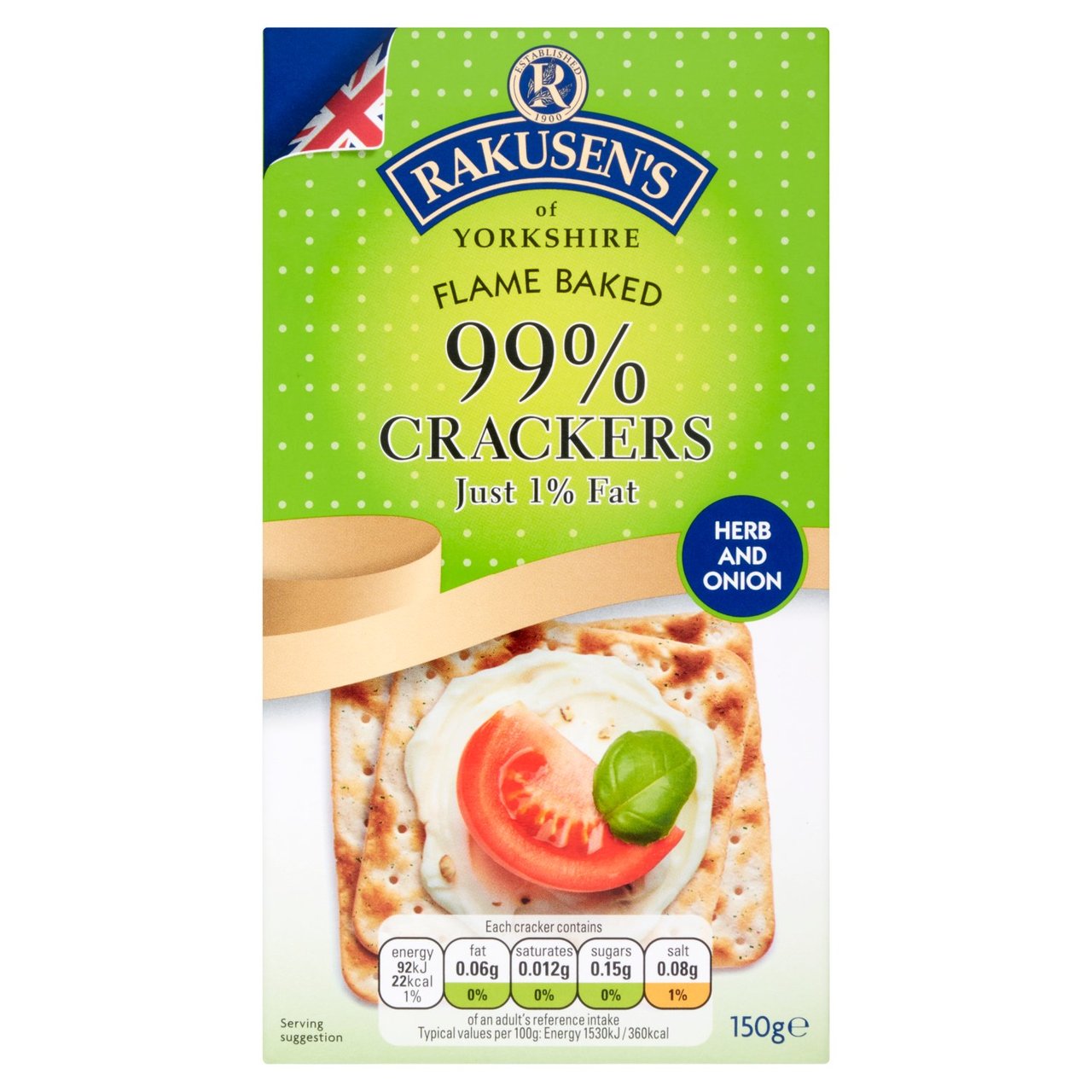 Rakusen's Yorkshire Herb & Onion Flame Baked Crackers