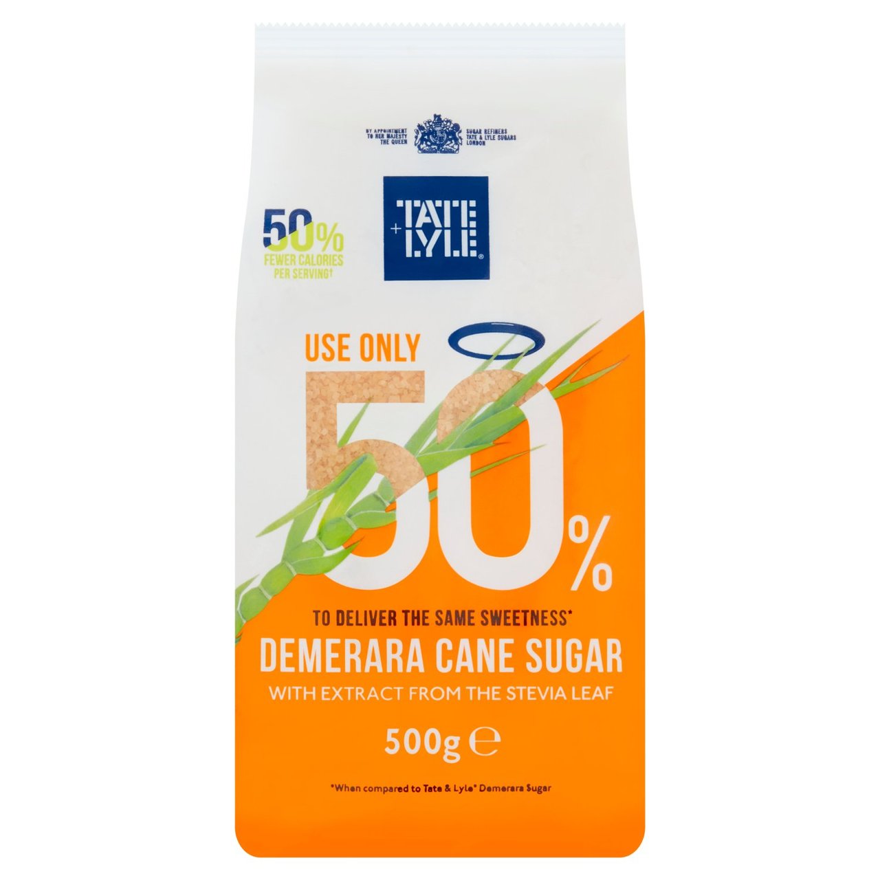 Tate & Lyle 50% Unrefined Demerara Sugar With Stevia 500g