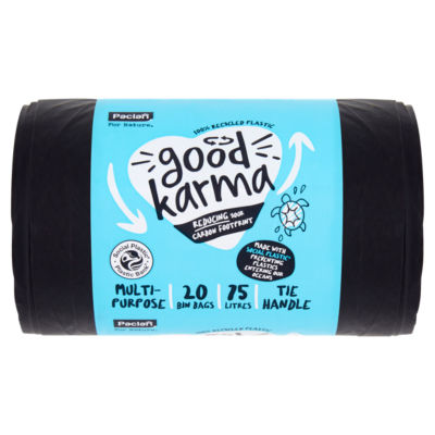 Paclan 20 Good Karma Bin Bags Tie Handle 75 Litres