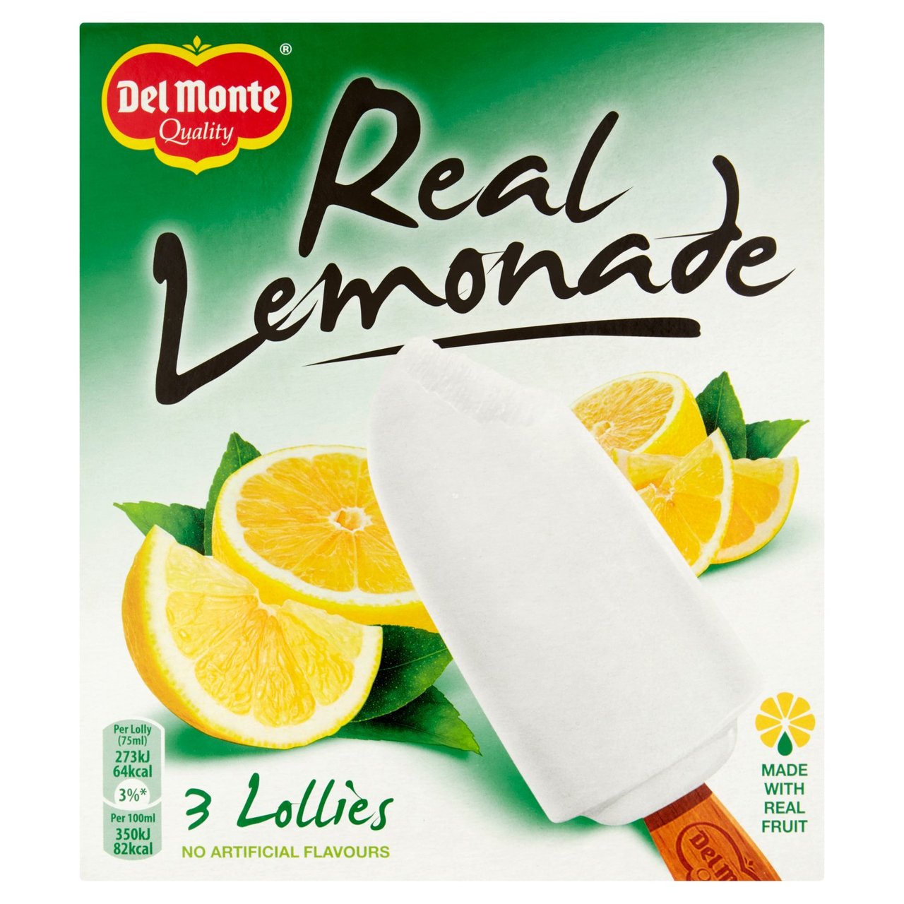 Del Monte Cloudy Lemonade Ice Lollies 3 x 75ml (225ml)