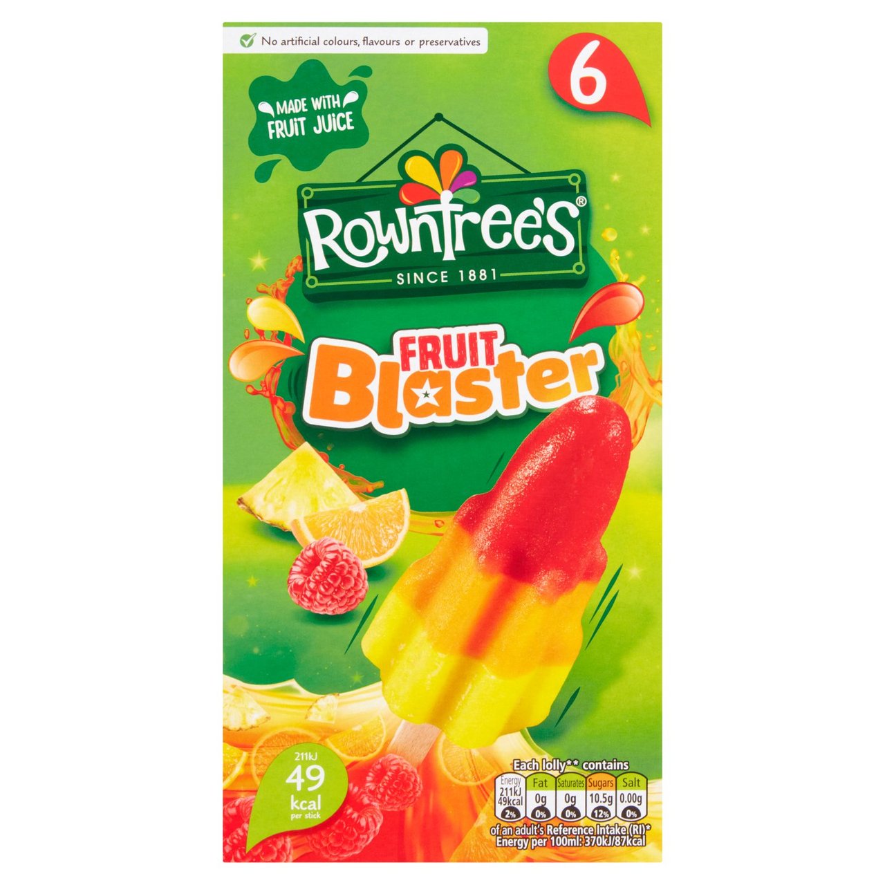 Rowntrees Fruit Blaster Ice Lollies  6 x 58ml