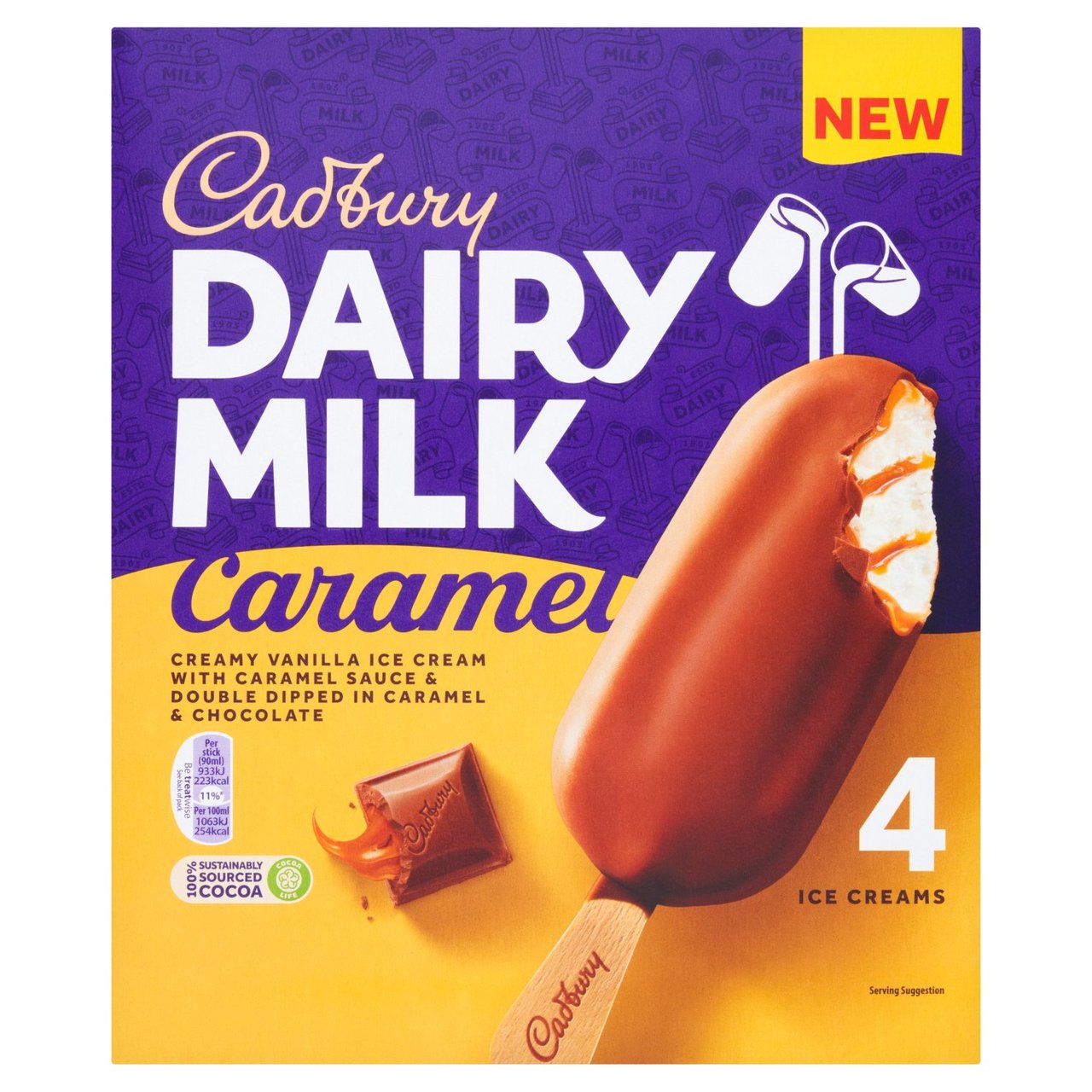 Cadbury Dairy Milk Caramel Ice Cream 4 x 90ml (360ml)