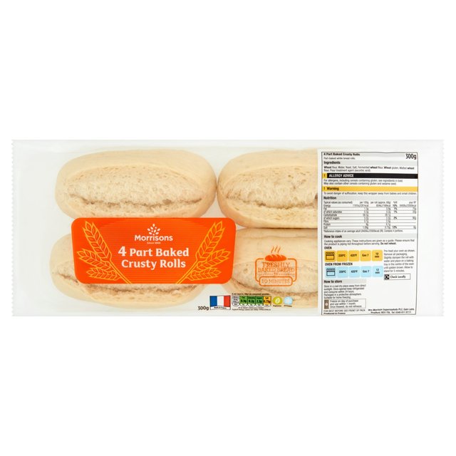 Morrisons Bake at Home Crusty White Rolls 4 per pack