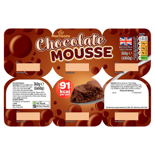 Morrisons Chocolate Mousse 6 x 60g