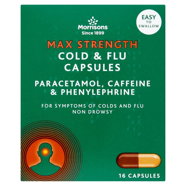 Morrisons Max Strength Cold & Flu Relief Capsules 16 per pack