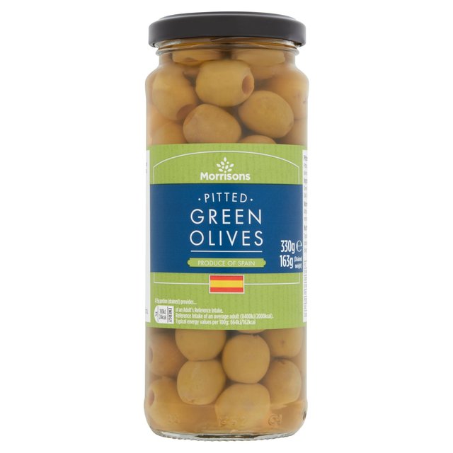 Morrisons Pitted Green Olives (330g) 163g