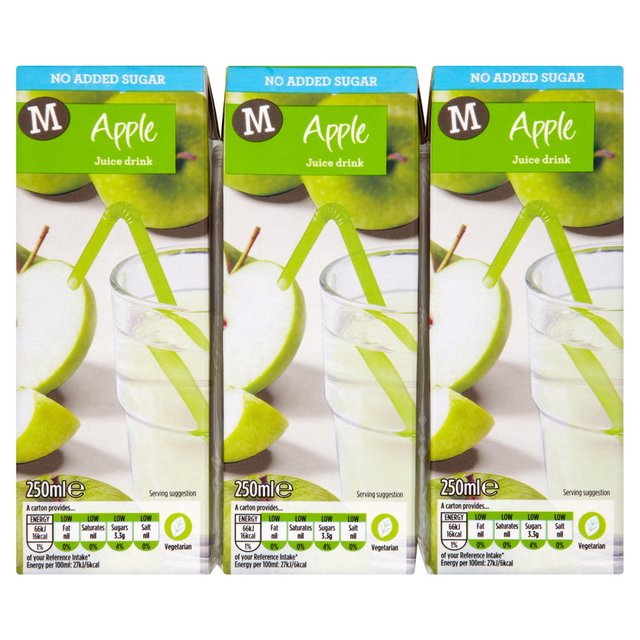 Morrisons No Added Sugar Apple Juice Drink 3 x 250ml