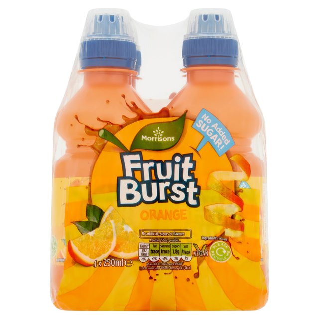 Morrisons No Added Sugar Fruit Burst Orange Juice Drink 4 x 250ml