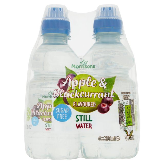 Morrisons No Added Sugar Apple & Blackcurrant Still Water  4 x 250ml