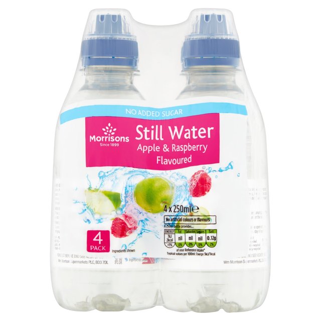 Morrisons No Added Sugar Apple & Raspberry Flavoured Still Water 4 x 250ml