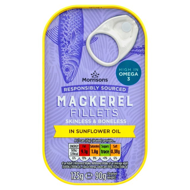 Morrisons Mackerel Fillets in Sunflower Oil  (125g) 90g