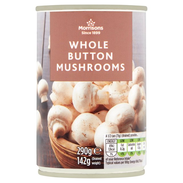 Morrisons Whole Button Mushrooms (290g) 142g