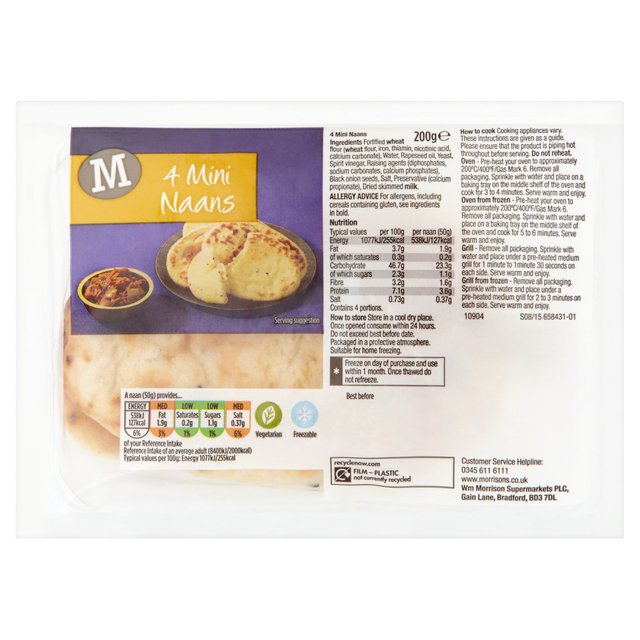 Morrisons Mini Naan Plain   4 per pack