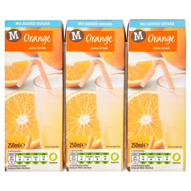 Morrisons No Added Sugar Orange Juice Drink 3 x 250ml