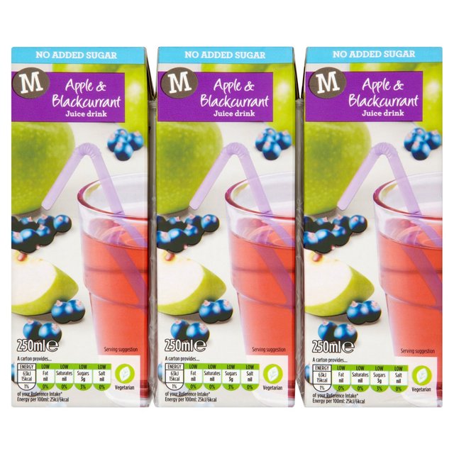 Morrisons Nas Apple & Blackcurrant Juice Drink 3 x 250ml