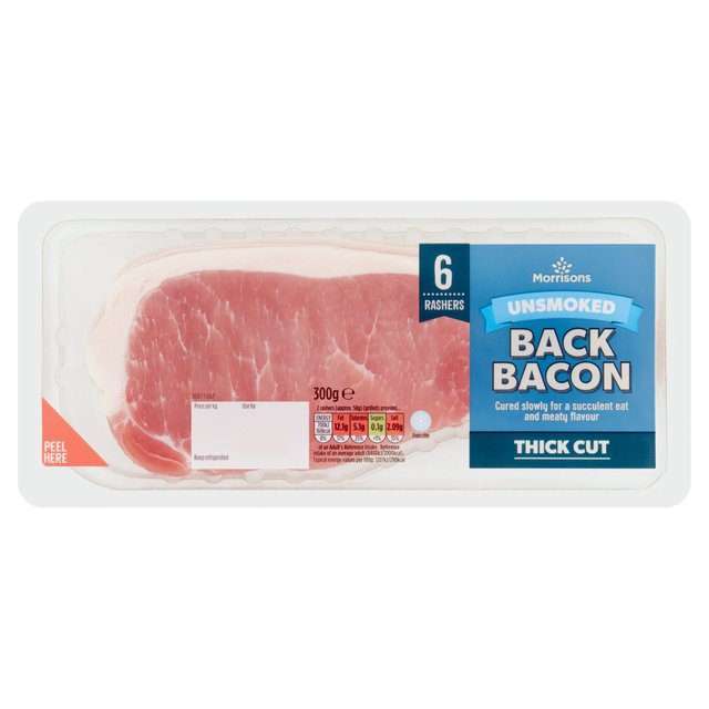 Morrisons Thick Cut Unsmoked Back Bacon Rashers 300g