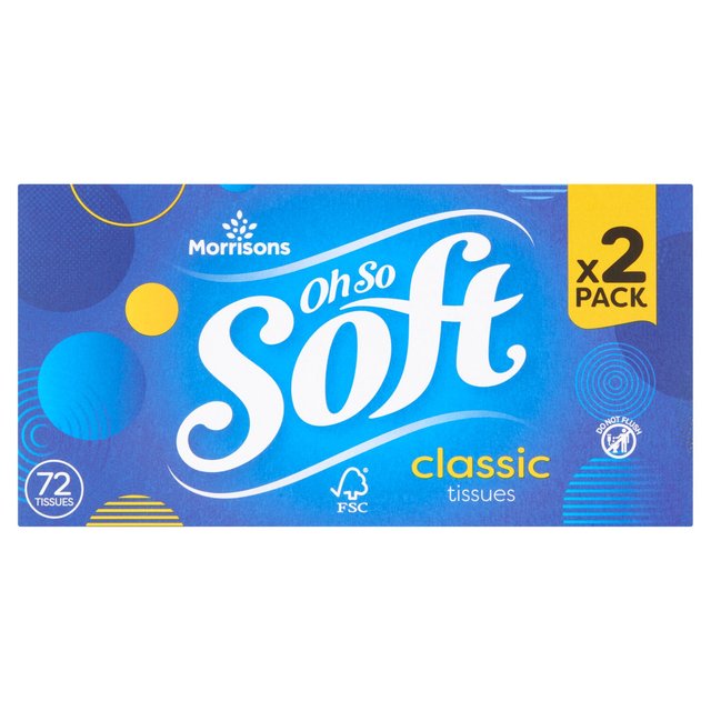 Morrisons 3Ply Regular Twin Facial Tissues 2 x 72 per pack