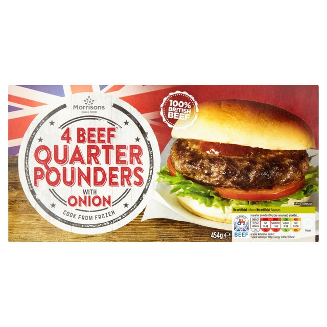 Morrisons Beef Quarter Pound Burger with Onion 454g