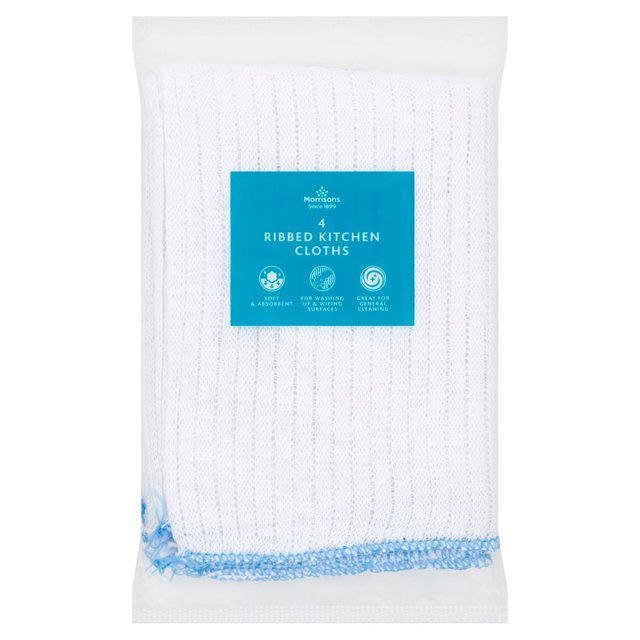 Morrisons Ribbed Kitchen Cloths 4 per pack