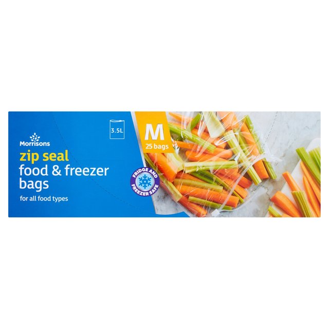 Morrisons Medium Zip Food/Freezer Bags 25 Pack 25 per pack