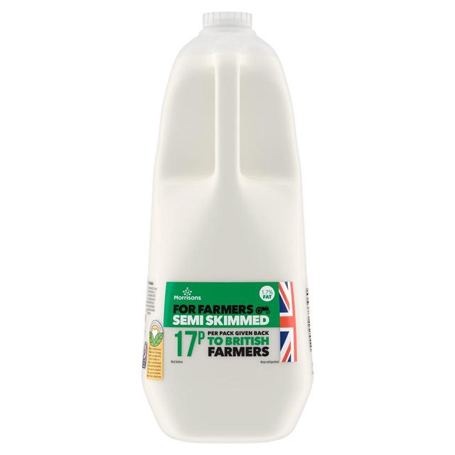 Morrisons For Farmers British Semi Skimmed Milk 4 Pint 2.272L