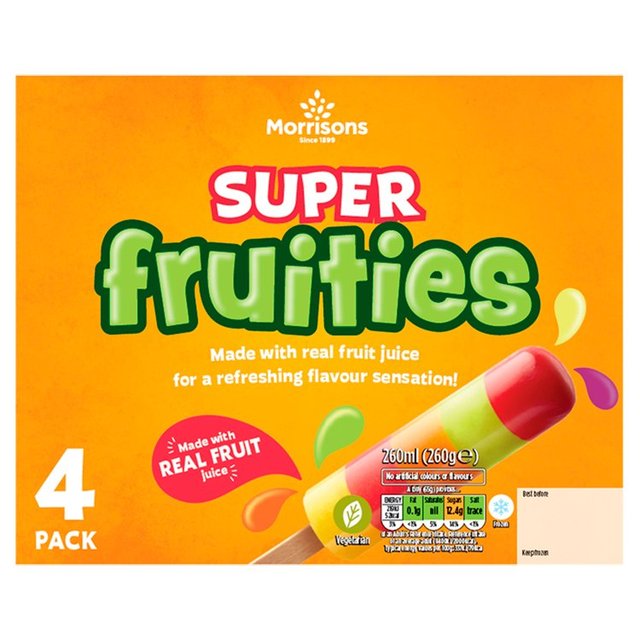 Morrisons Super Fruities Ice Lollies 4 Pack 260ml